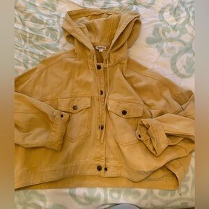 Women’s yellow cropped Jacket with Hood